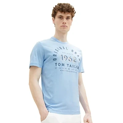 Image of TOM TAILOR Men&#039;s T Shirt 1035549, 31358 Blue Thin Stripe, L