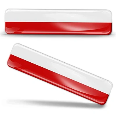 Image of 2 x 3D Domed Silicone Stickers Decals Poland Polish National Flag Car Motorcycle Helmet F 16