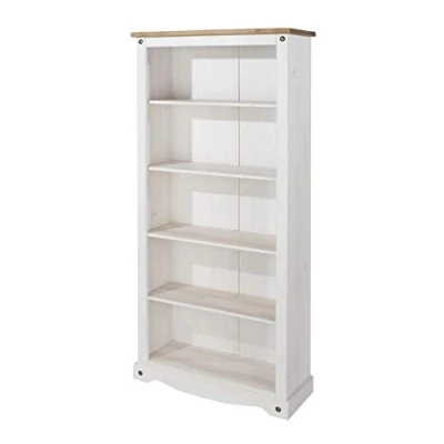 Image of Core Products, Corona White Tall Bookcase with Natural Pine Top