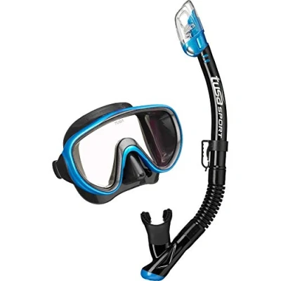 Image of Tusa Serene Adult Mask &amp; Snorkel Set Colour Choice (Black/Fishtail)