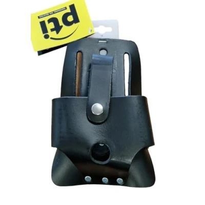 Image of PTI Premium Leather Tape Measure Holder for 8M Measuring Belt Pouch Pocket, Scaffolding Tools Holder, Black Plumbers