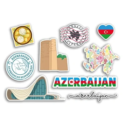 Image of A5 Sticker Sheet Azerbaijan Vinyl Stickers Landmark Holiday City Country Airport Map Flag Food #77534