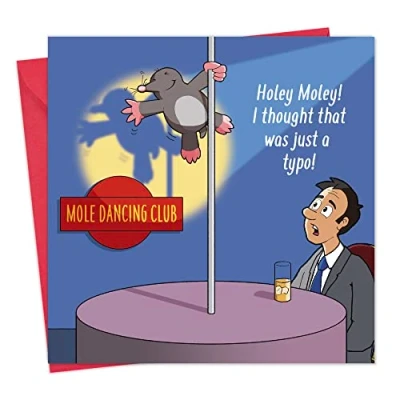 Image of Twizler Funny Card Mole Dancing Blank Birthday for Men or Women Happy Him Her Dad Husband Mum Wife Anniversary