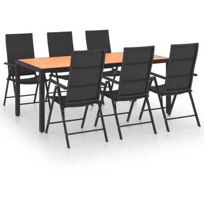 Image of vidaXL 7 Piece Garden Dining Set Black and Brown