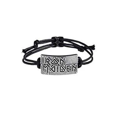 Image of Iron Maiden Wristband Band Logo 3D sculpted pewter Official Black Taglia unica
