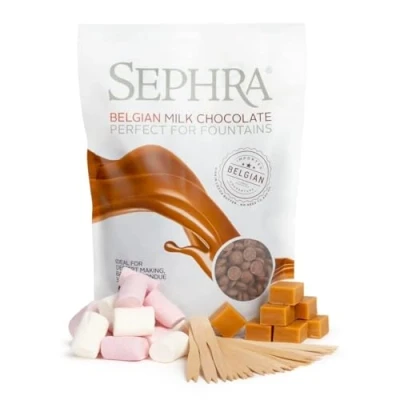 Image of Sephra Chocolate Fountain Fondue Pack (Small for Approx 10 People) Includes Belgian Couverture Ready Chocolate, Skewers, Halal Marshmallows and Fudge (Fondue 10)