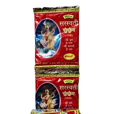 Image of Kumkum Powder Red Hindu Puja Sindoor Roli Diwali Havan Religious Pooja (Pack Of 5)