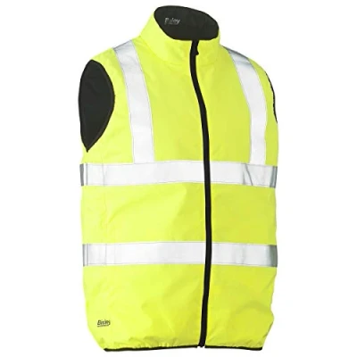 Image of Bisley Workwear UKV0330HT_BBLY Taped Hi Vis Reversible Puffer Vest 300D Yellow, XL