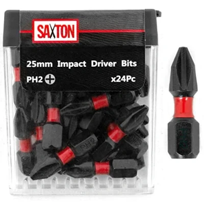 Image of Saxton 48x PH2 25mm Impact Duty Screwdriver Drill Driver Bits Sets Tic Tac Box Dewalt Milwaukee Bosch