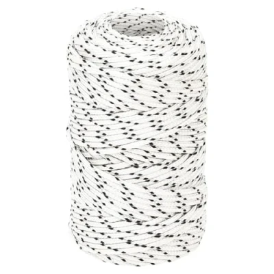 Image of vidaXL White 2mmx100m Braided Boat Rope UV Resistant Polyester Material, Ideal for Rigging Lines, Main Sheets, and General Applications