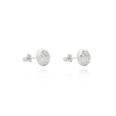 Image of Sterling Silver 925 8mm hammered disc stud earrings/Studs/Earring