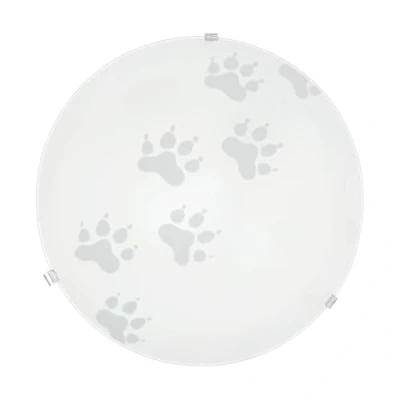Image of Eglo Ceiling lamp Mars, Wall Light, Light Made of Steel, Colour: White, Glass: White Satin Motif paw, Socket: E27