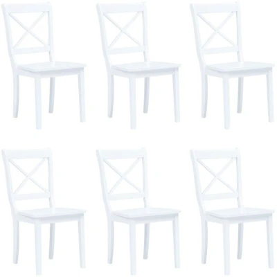 Image of vidaXL Dining Chairs 6 pcs White Solid Rubber Wood