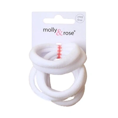 Image of Set of 6 White Soft Jersey Endless Hair Elastics Bobbles Bands