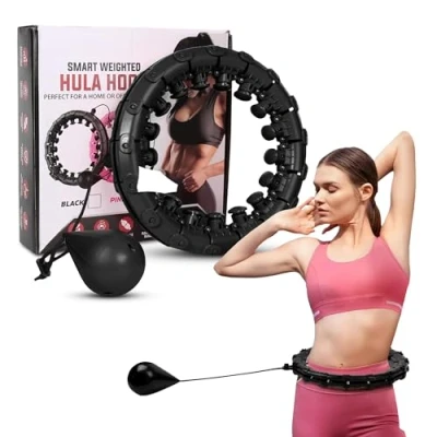 Image of ASAB Weighted Hula Hoop for Adults and Kid 360 Degree Spinning Ball Easy to Assemble Fitness Smart Detachable Adjustable Knots Abdominal Exercise Ring Gymnastics Home Gym