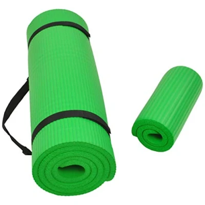Image of BalanceFrom GoYoga+ All Purpose 1/2 Inch Extra Thick High Density Anti Tear Exercise Yoga Mat and Knee Pad with Carrying Strap (Green)