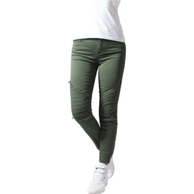 Image of Urban Classics Women&#039;s Stretch Biker Trousers Pants, Green (Olive 176), W27