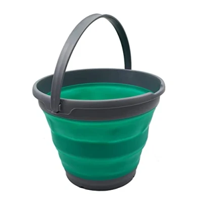 Image of SAMMART Collapsible Bucket (Dark Grey/Bluish Green, 10L Round)