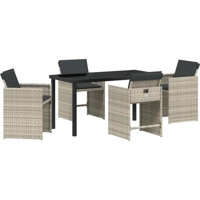 Image of vidaXL Garden Dining Set 5 pcs Light Grey Poly Rattan