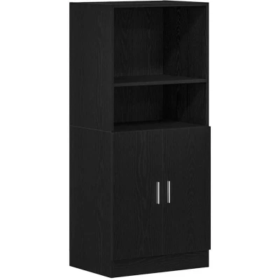 Image of vidaXL Engineered Wood Kitchen Cabinet 57x41.5x131.5 cm Black Cupboard/Shelf Storage Unit for Home/Restaurant/Hotel