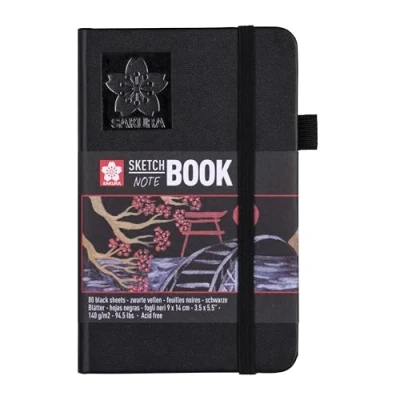 Image of Sakura Sketch Notebook 80 Sheets, Black Pages, 9 X 14 cm
