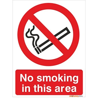Image of No Smoking In This Area Sign 150mm x 200mm Self Adhesive
