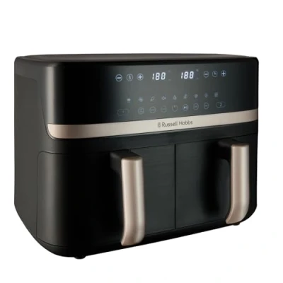 Image of Russell Hobbs Air Fryer [9L] Dual Basket (9 Programs, Zone, Touchscreen, Max 200℃, Auto Shut Off, Keep warm, Oil Free Cooking, Dishwasher safe parts, 2800W) Satisfry 27680