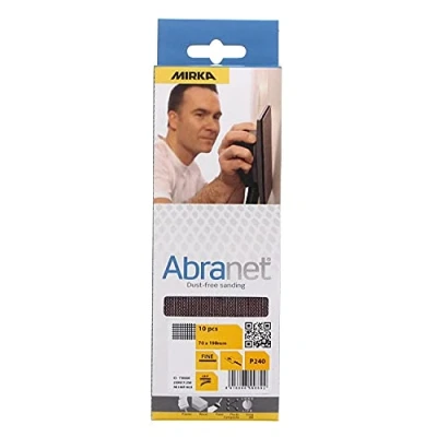 Image of Mirka Abranet net sandpaper strips 70 x 198 mm Grip / Grit P240 10 pcs for sanding wood, filler, varnish, plastic