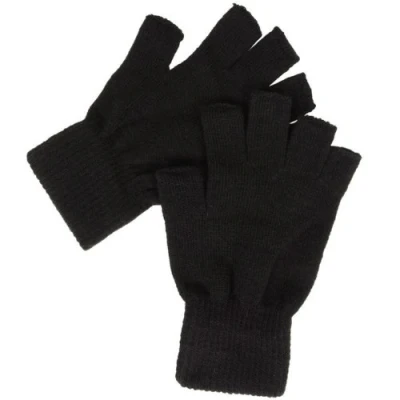 Image of Mens Black Fingerless GLOVES One Size Fits All by MAGIC