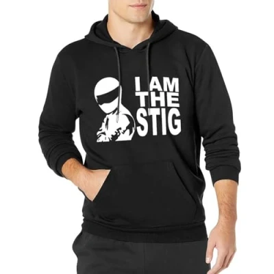 Image of Men&#039;S I Am The Stig Hoody With kangaroo Pocket Sweatershirt, Hoodie L Black