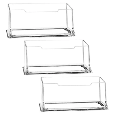 Image of FYSL Business Card Holder 3 Pack Transparent Display Plastic Stand ​Desk for Exhibition Desk Tidy Home Office Accessories