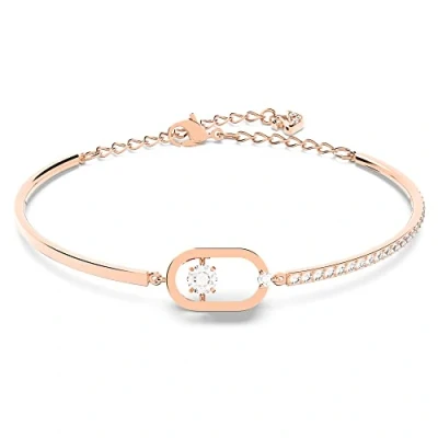 Image of Swarovski Sparkling Dance Oval bracelet, Round cut, White, Rose gold tone plated