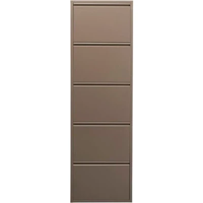 Image of KARE Design shoe Container Caruso 5 Taupe, steel, tipping compartments, space for 10 pairs of shoes, slim, saving, rack, storage, hallway, floor 170x50x15 cm (h/w/d)