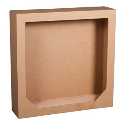 Image of Rayher Papier Maché Shadow Box Frame for Crafting, Display Case with Three Slots 3D Scenery, 21.7x21.7x5.5cm, 67266000