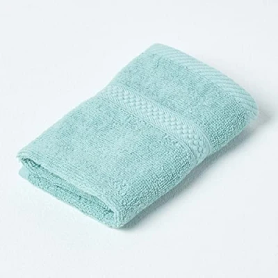 Image of HOMESCAPES Sea Green Turkish Cotton Face Cloth Flannel Super Soft Thick &amp; Absorbent 500 GSM Towel Heavy Weight for everyday Luxury