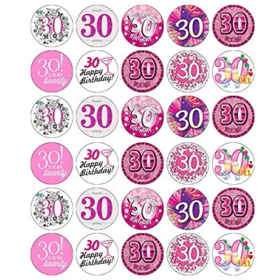Image of 30 30th Birthday Pink Cupcake Toppers Edible Wafer Paper Fairy Cake Cakes