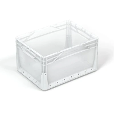 Image of 6 x 20 Litre Euronorm Industrial Plastic Stacking Euro Storage Containers Boxes Crates CLEAR
