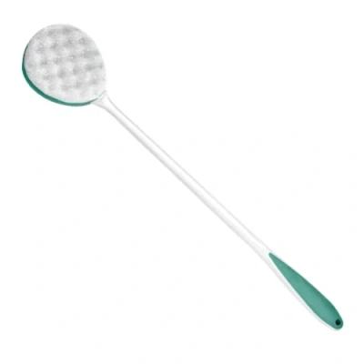 Image of Helping Hand Long Handled Exfoliating Bath Sponge for Adults. Bendable Shower &amp; Back Scrubber, Brush Hard to Reach Areas. Bathing Elderly Disabled. 26/66cm