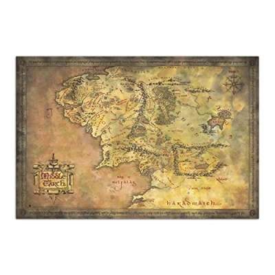 Image of Grupo Erik the Lord Of Rings Map Middle Earth Poster 36 x 24 inches / 91.5 61 cm Shipped Rolled Up LOTR Cool Posters Art and Prints Wall