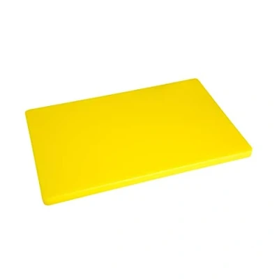 Image of Hygiplas Thick Low Density Chopping Board, Size: 450x300x20 mm, Colour Coded Yellow for Cooked Meats Prep, LDPE Cutting Dishwasher Safe, Non Toxic &amp; Absorbent, DM002