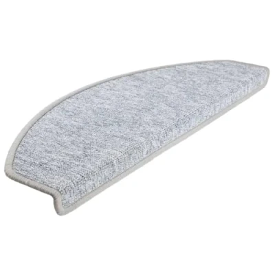 Image of vidaXL Carpet Stair Treads, Protective Non Slip Mats, 15 pcs Set, 100% PP Tufted, Sound Dampening, Light Grey, 65x24x4 cm