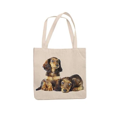 Image of Super Lemon Dachshund Hound Tote Reuseable Shopping Bag Novelty Present Gift Printed Eco Friendly Stylish Long Handled Shoulder Bag, Great Or for Any Dog Lover…