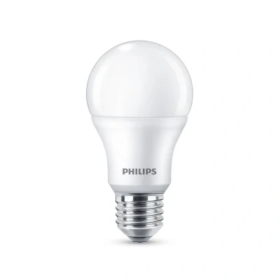 Image of Philips LED Classic A60 Frosted Light Bulb 4 Pack [E27 Edison Screw] 8W 60W Equivalent, Warm White 2700K, 806 Lumen Non Dimmable [Energy Class A+]