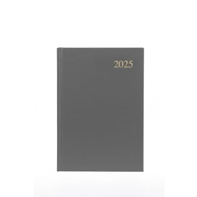 Image of Collins Essential 2025 Business Diary A5 Day to a Page Planner with Leathergrain Hardback Cover Grey ESSA51.98 25