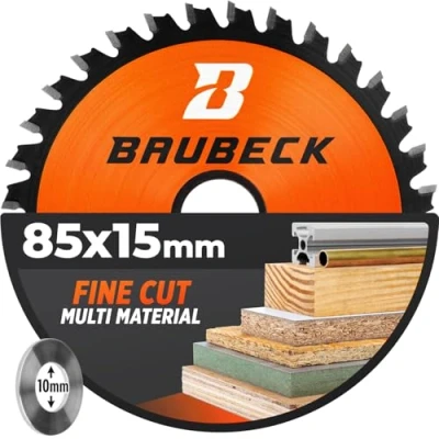 Image of BAUBECK 85mm x 15mm Circular Saw Blade for fine Cut in Wood, Metal etc. Compatible with Bosch Makita Dewalt