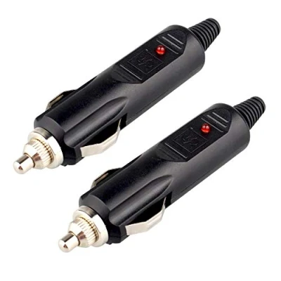 Image of Futheda 2pcs DC12V Male Car Cigarette Lighter Socket Plug Connector with 10A Fuse Red LED Power Indicator DIY