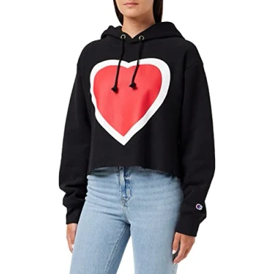 Image of Champion Women&#039;s Reverse Weave Cropped Cut Off Hoodie Black, S