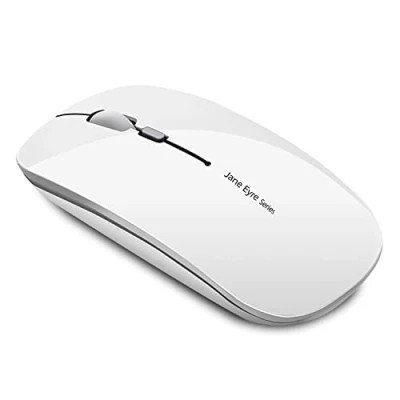 Image of Uiosmuph Q5 Wireless Mouse, 2.4GHz Slim Portable Mouse for Laptop, Rechargeable Ergonomic Computer with USB Receiver Mac PC Notebook Macbook Chromebook, White