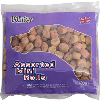 Image of Fold Hill Pointer Assorted Mini Rolls Dog Treats Enriched With Vitamins and Minerals, Oven Baked Variety, (6 x 400g) 2.4kg