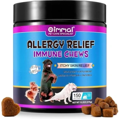 Image of Itch and Immunity Treats for Dogs, Allergy Relief, Itchy Skin, Anti Itch, Skin &amp; Coat Health, All Breeds Sizes, 150 Chews, Peking Duck Flavor (Peking Duck)